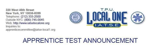 I.A.T.S.E Apprentice Test Announcement
